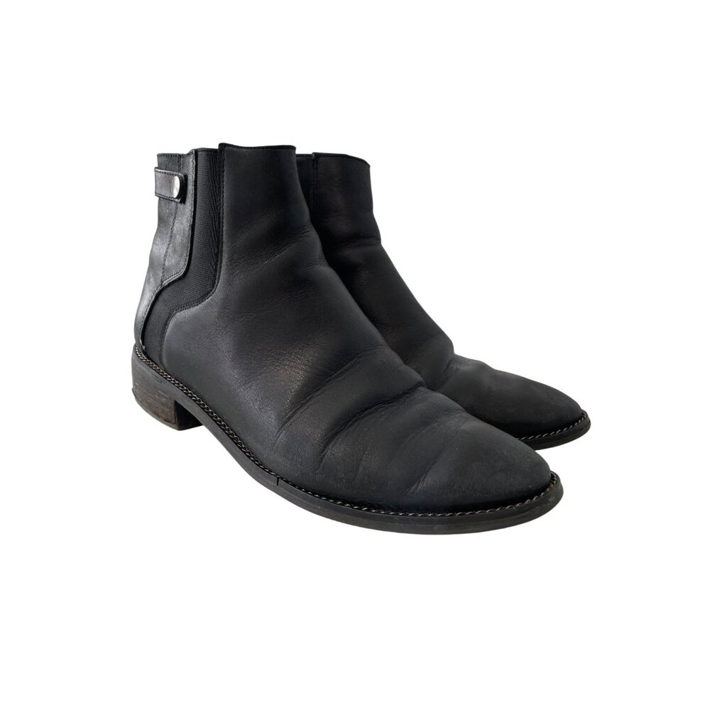 Franco Sarto Brandy Ankle Bootie Size 8.5 Round Toe Black Leather Casual Fashion